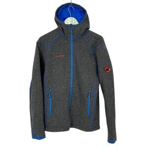 Mammut Hooded Wool Blend Jacket Mens Large Gray Zip Pockets Darrington Hoodie